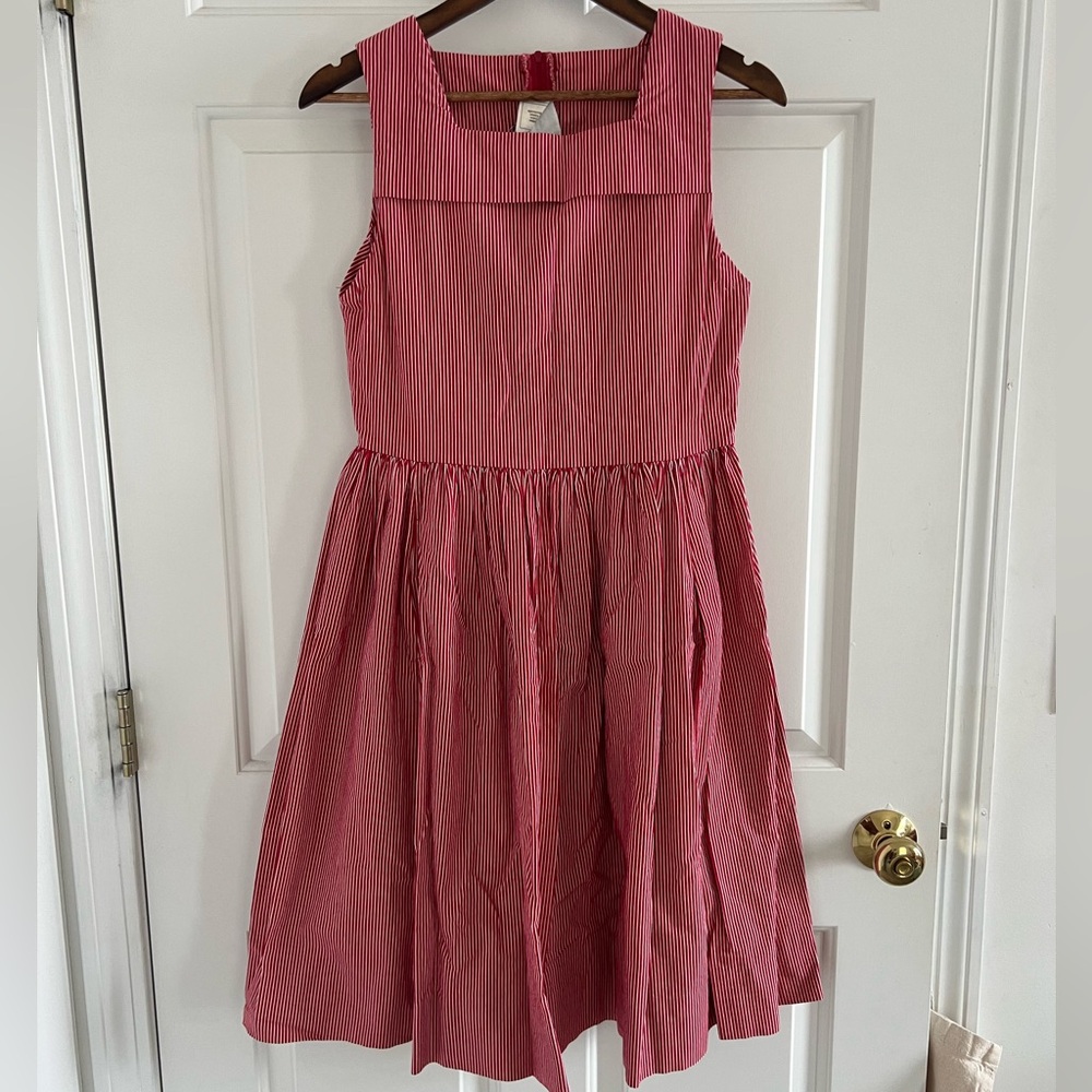 Vintage Laura Ashley Sz 8 Red and White Candy Striper Dress - 100% Cotton